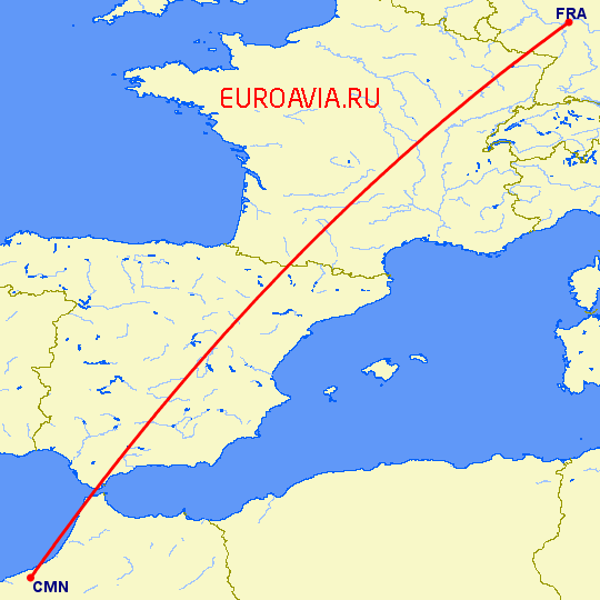 перелет Касабланка — Франкфурт на Майне на карте