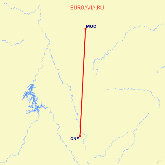 перелет Белу Оризонте — Montes Claros на карте