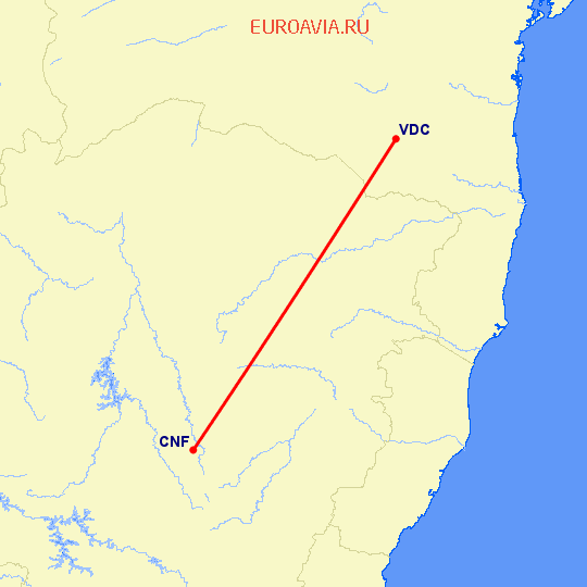 перелет Белу Оризонте — Vitoria Da Conquista на карте