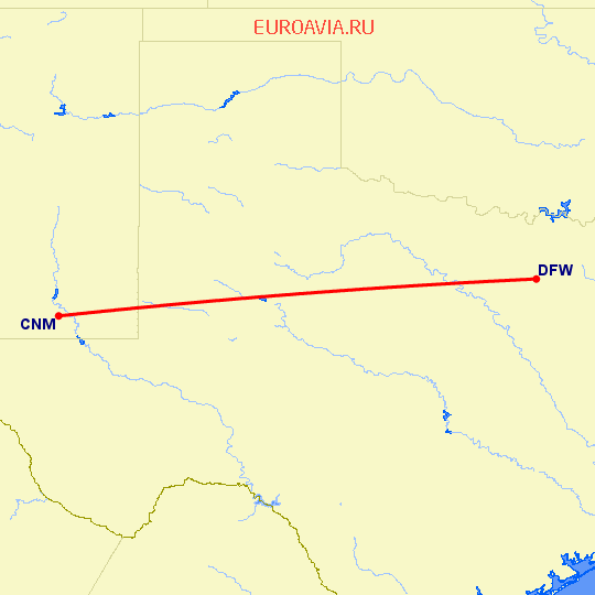 перелет Carlsbad — Даллас на карте