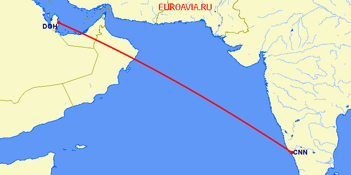 перелет Чульман — Доха на карте