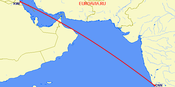 перелет Чульман — Кувейт на карте