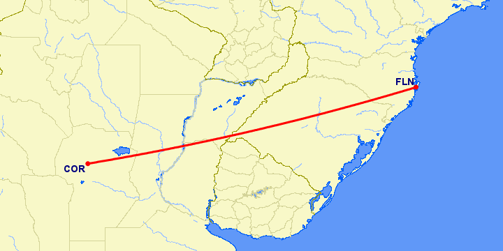 перелет Кордова — Флорианополис на карте
