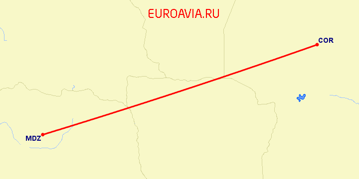 перелет Кордова — Мендоса на карте