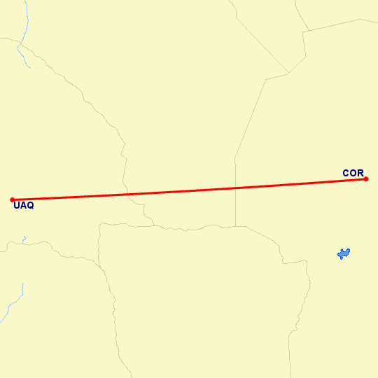 перелет Кордова — Сан Хуан на карте