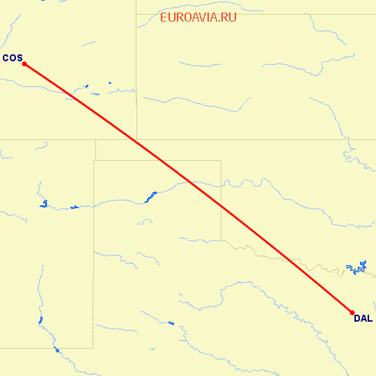 перелет Колорадо Спрингс — Даллас на карте