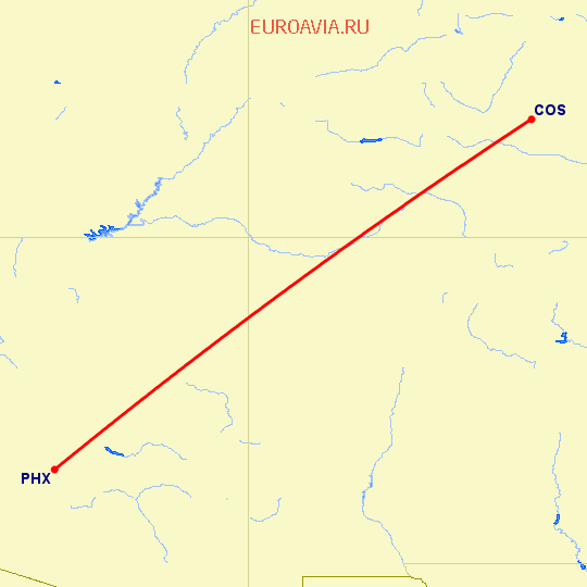 перелет Колорадо Спрингс — Феникс на карте