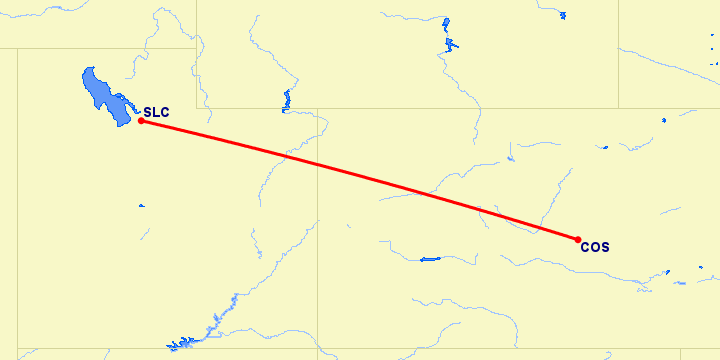 перелет Колорадо Спрингс — Солт Лейк Сити на карте