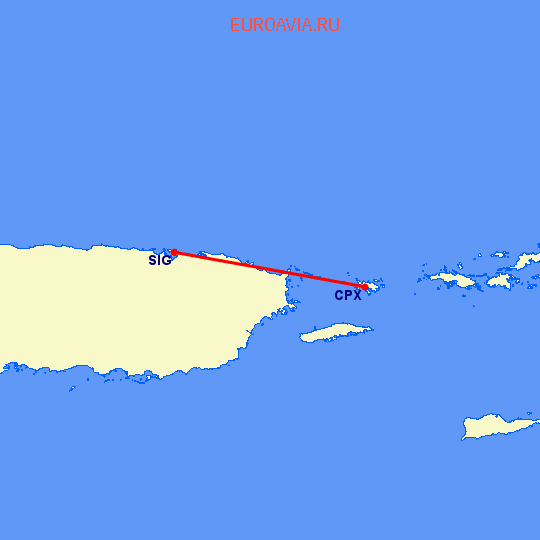 перелет Culebra — Сан Хуан на карте