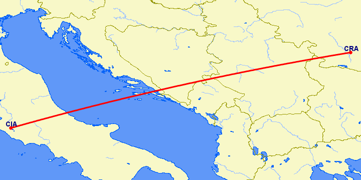 перелет Крайова — Рим на карте
