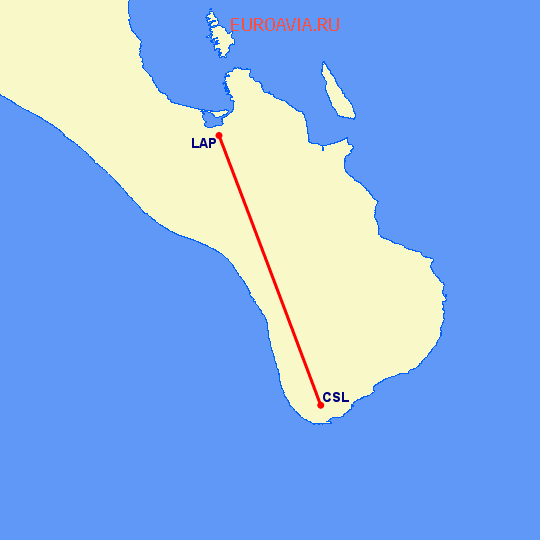 перелет Сан Луи Обиспо — Ла Пас на карте