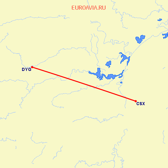 перелет Чанша — Дэань на карте