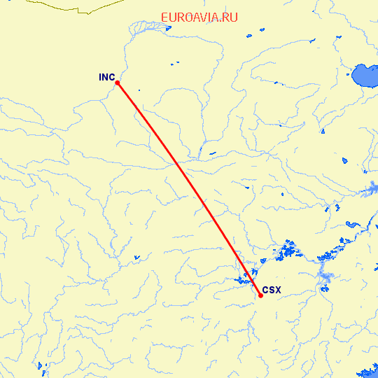 перелет Чанша — Фучуан на карте