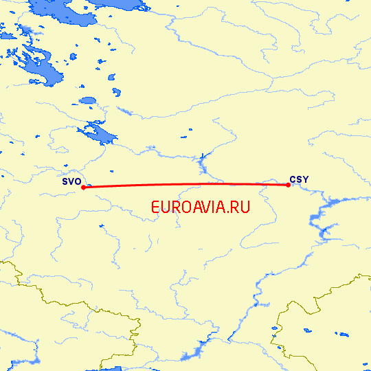 перелет Чебоксары — Москва на карте