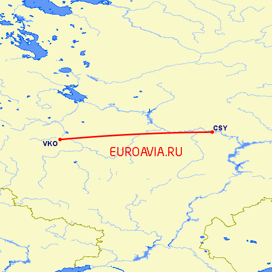 перелет Чебоксары — Москва на карте