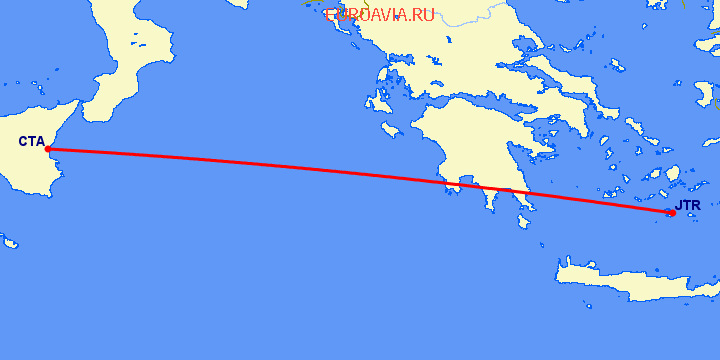 перелет Катания — Санторини на карте
