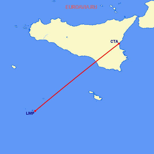 перелет Катания — Lampedusa на карте