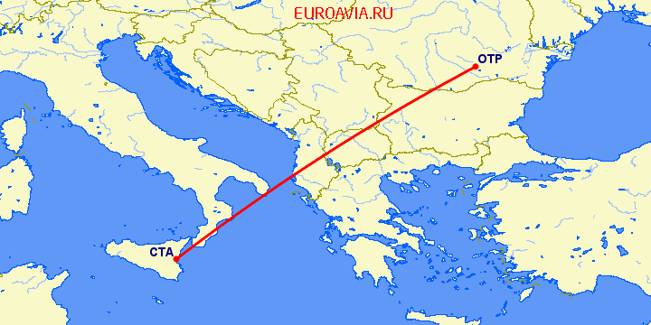 перелет Катания — Бухарест на карте