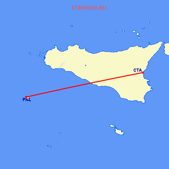 перелет Катания — Pantelleria на карте