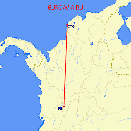перелет Картегена — Перейра на карте