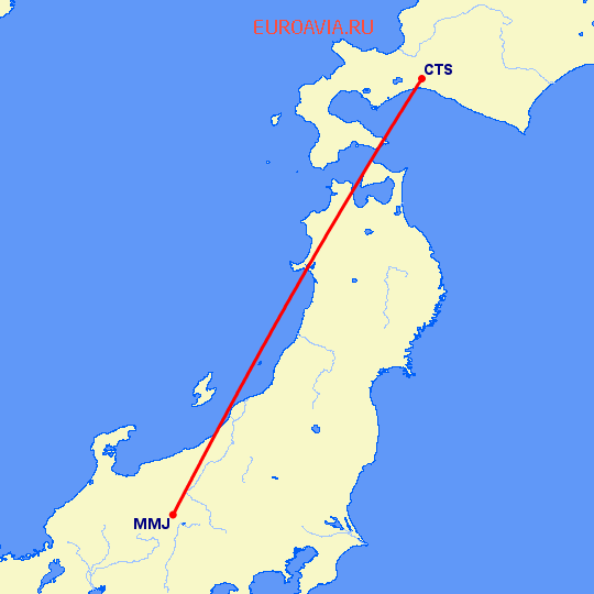 перелет Саппоро — Матсумото на карте