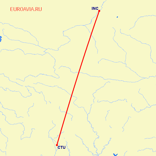 перелет Ченгду — Фучуан на карте