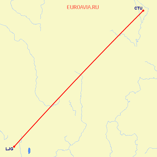 перелет Ченгду — Лицзян на карте