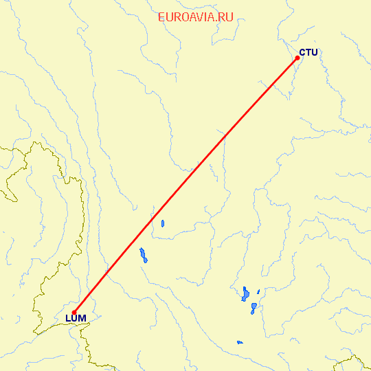 перелет Ченгду — Луси на карте