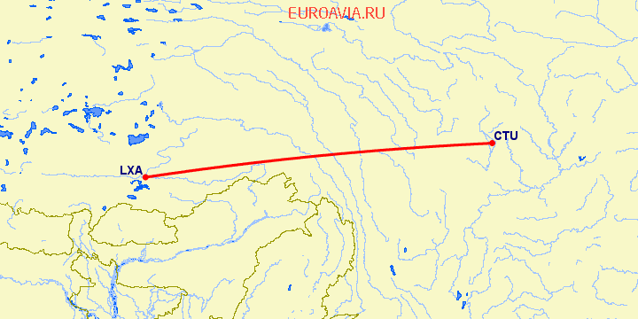 перелет Ченгду — Gonggar на карте