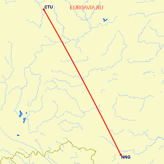 перелет Ченгду — Наньнин на карте