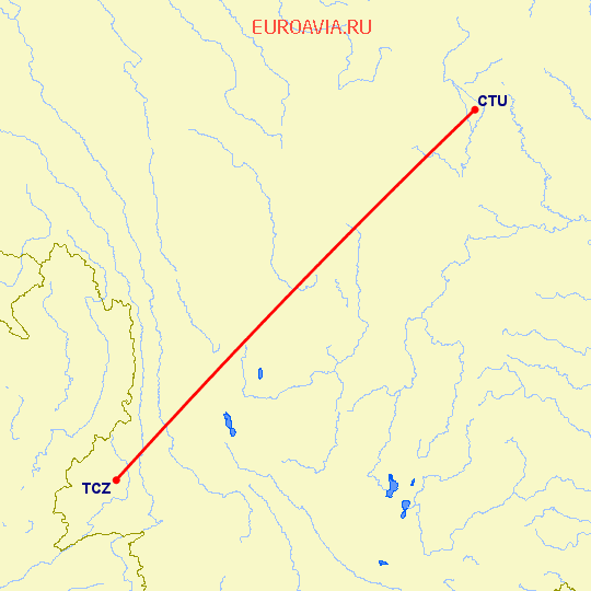 перелет Ченгду — Тэнчун на карте