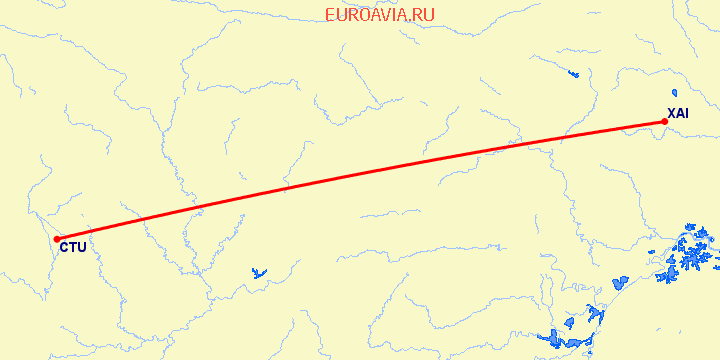 перелет Ченгду — Синьян на карте