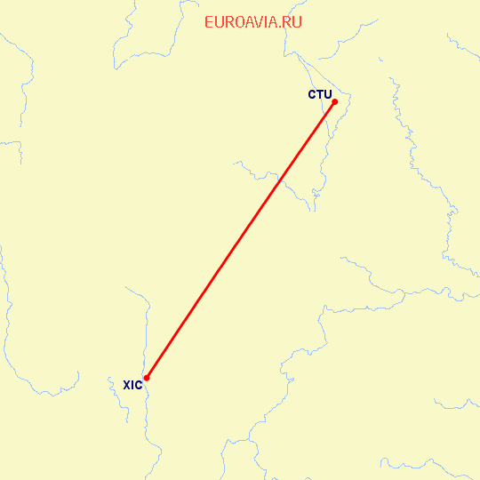 перелет Ченгду — Хайчэн на карте