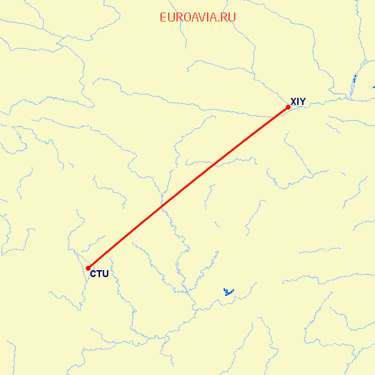 перелет Ченгду — Синьян на карте