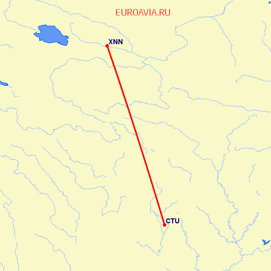 перелет Ченгду — Хайнин на карте