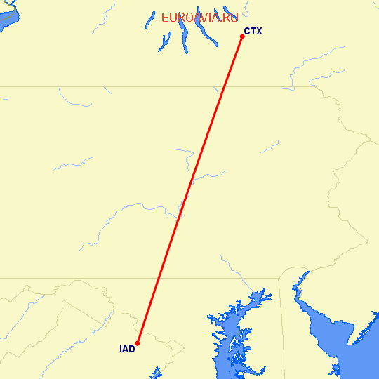 перелет Cortland — Вашингтон на карте