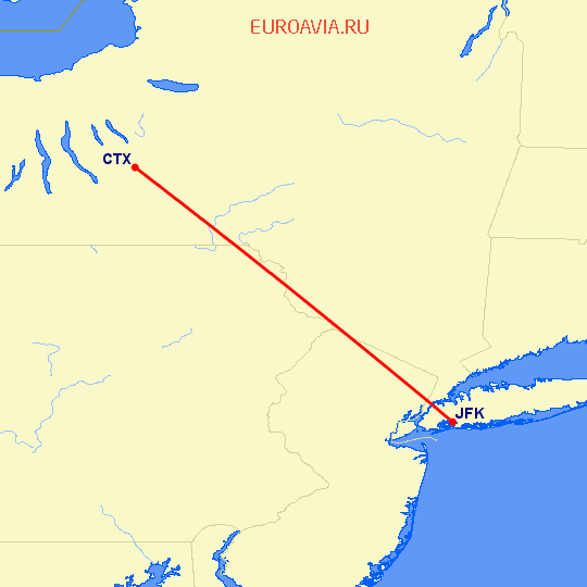 перелет Cortland — Нью Йорк на карте