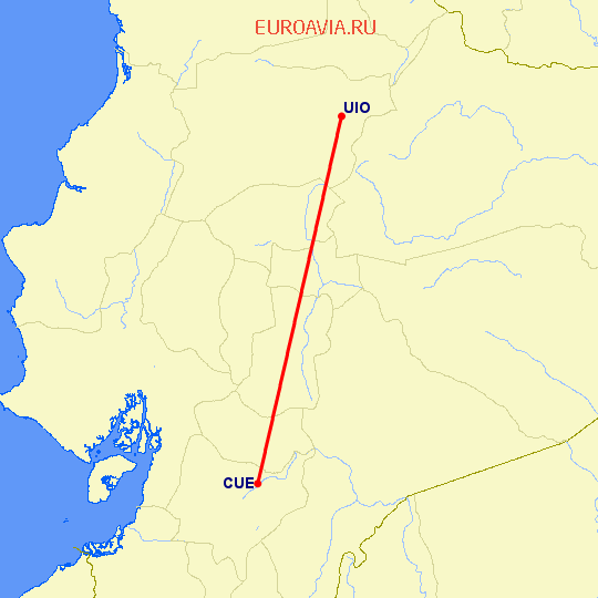перелет Куенка — Кито на карте