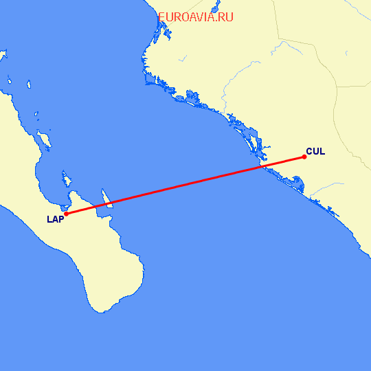 перелет Culiacan — Ла Пас на карте