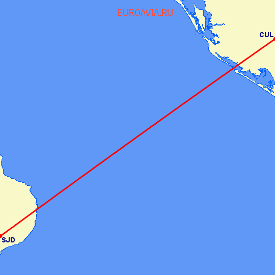 перелет Culiacan — San Jose Del Cabo на карте