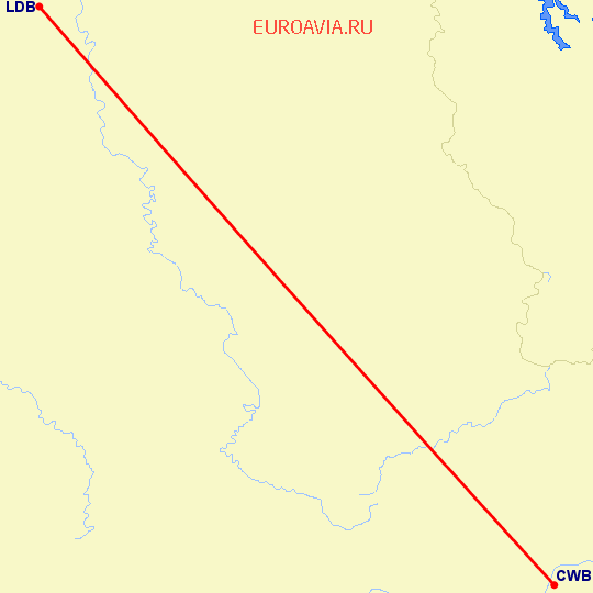 перелет Куритиба — Лондрина на карте