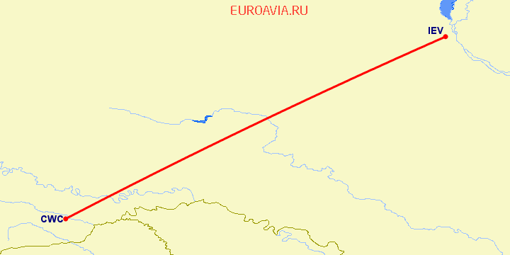 перелет Черновцы — Киев на карте
