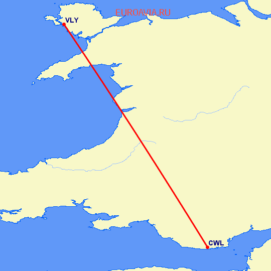 перелет Кардифф — Англси на карте