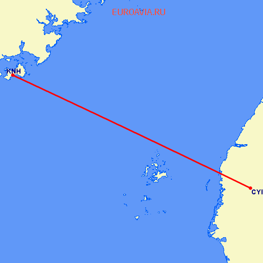 перелет Чиайи — Кинмень на карте