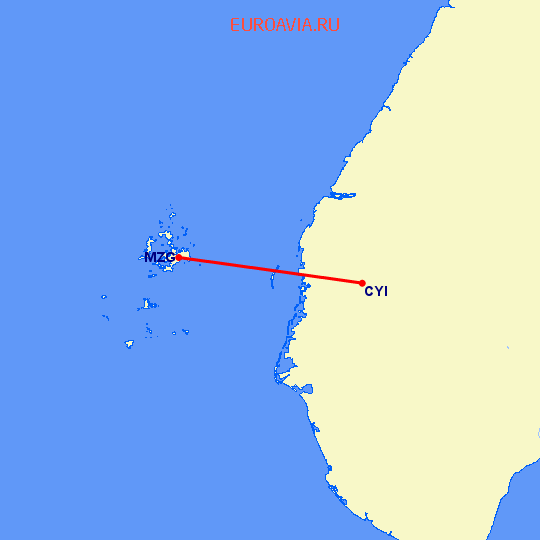 перелет Чиайи — Макунг на карте