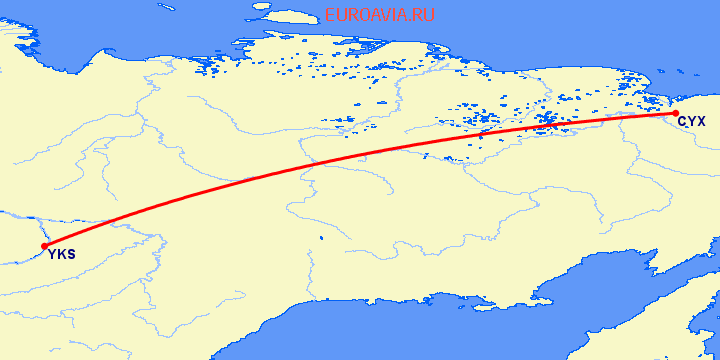 перелет Черский — Якутск на карте