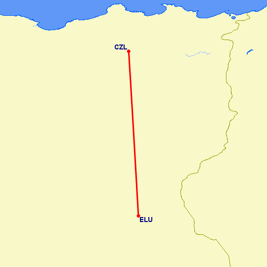 перелет Constantine — El Oued на карте