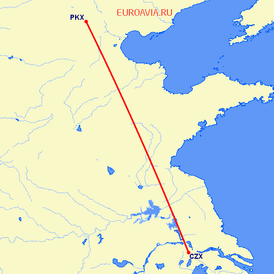 перелет Чангзу — Пекин на карте