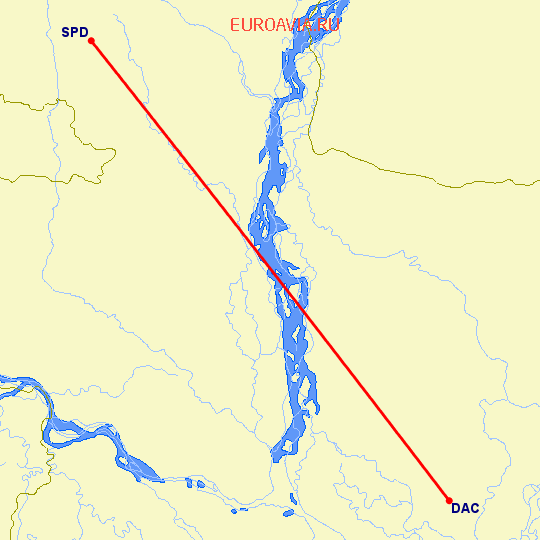 перелет Dhaka — Saidpur на карте