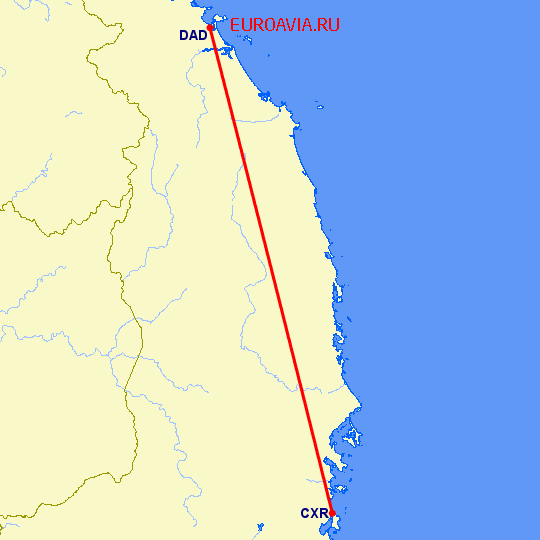 перелет Да Нанг — Камрань на карте